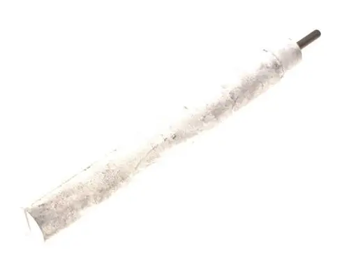 Länglicher, zylindrischer Metallkörper mit einer rauen Oberfläche, der von der Marke Bosch stammt. Der obere Bereich ist abgerundet, während ein Gewinde am Ende sichtbar ist.